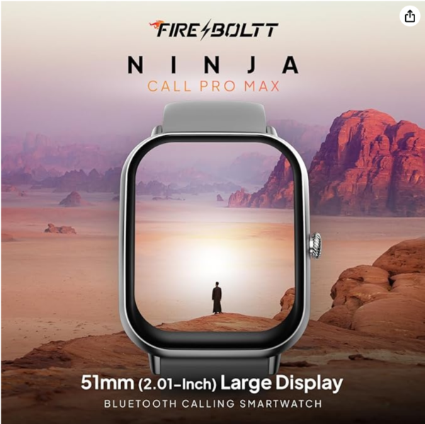 Fire-Boltt Ninja Call Pro Max Smart Watch 2.01 inch Display, Bluetooth Calling, 120+ Sports Modes, Health Suite, Voice Assistance (Grey) - Image 3