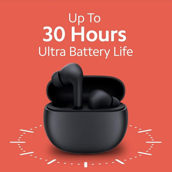 Redmi Buds 4 Active - Bass Black, 12mm Drivers(Premium Sound Quality), Up to 30 Hours Battery Life, Google Fast Pair, IPX4, Bluetooth 5.3, ENC, Up to 60ms Low Latency Mode, App Support - Image 2