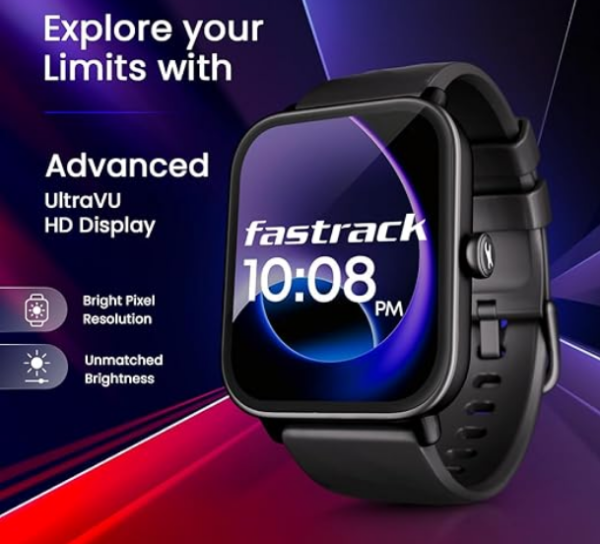 Fastrack Limitless Glide Smart Watch, Advanced UltraVU HD Display, SingleSync BT Calling, Advance Chipset, 85+ Sports Modes & Smartwatch Faces, AI Voice Assistant, 24 * 7 Health Suite, IP67 (Black) - Image 2