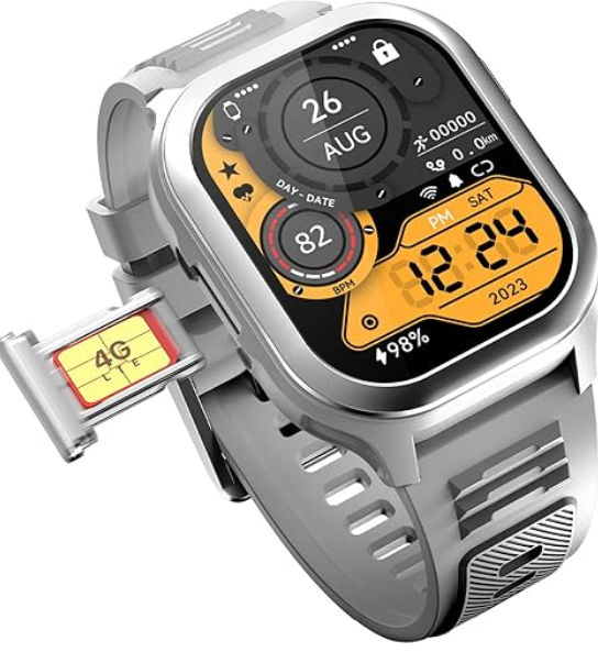 Fire-Boltt 4G Pro Volte Calling Smart Watch- 2.02” TFT Display, 4G Nano-SIM GPS, Health Suite, Sports Modes, 400mAh Battery (Gray)